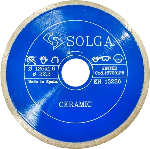 Диск алмазный СОЛГА ДИАМАНТ (Solga Diamant) КЕРАМИКА МРАМОР (CERAMICS MARBLE) сплошной по керамике и мрамору 125х22,23 мм (15700125)