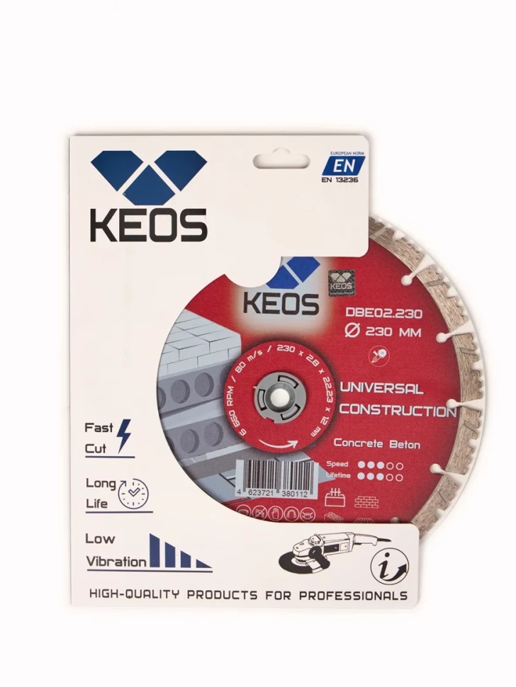 Диск алмазный KEOS ЭКО (ECO) сегментный по бетону 230х22,23 мм (DBE02.230)